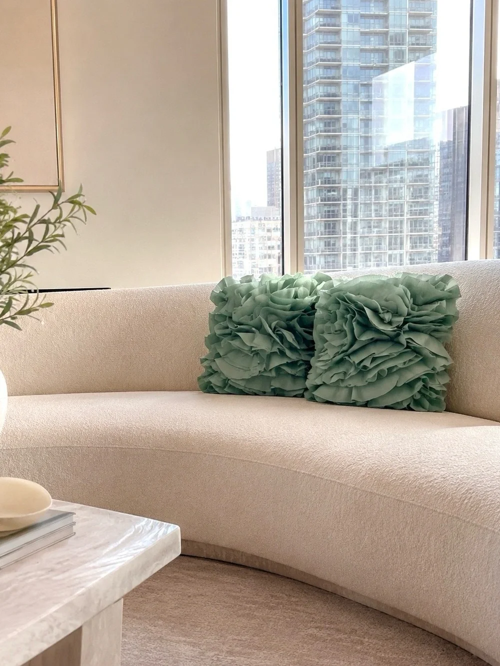 Zgallerie Aquamarine Teal Satin Rose Rectangle Throw Pillows Set of 2 Like New